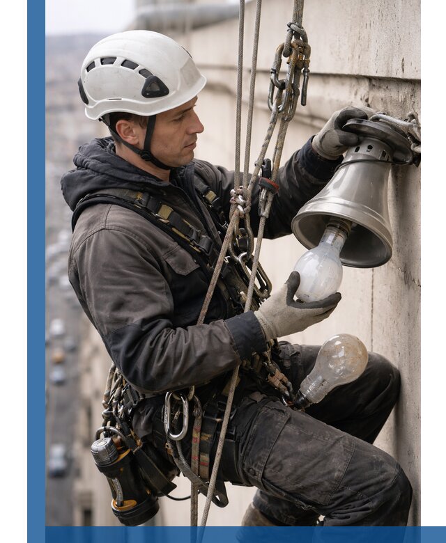 Замена ламп на высоте в Южноуральске профессионально и быстро