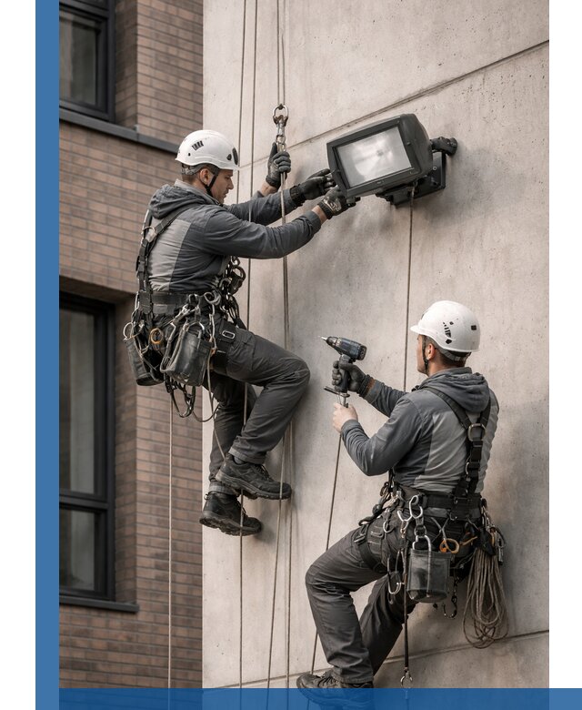 Профессиональный монтаж фасадных прожекторов в Южноуральске под ключ