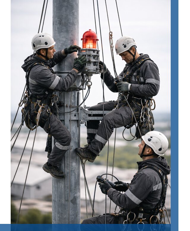 Монтаж заградительных огней в Южноуральске от 9296 р. | ВЫСОТНИК-Жрк