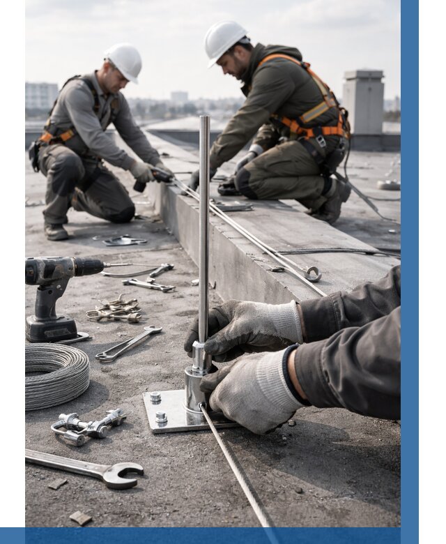 Монтаж молниезащиты на кровле в Южноуральске цена от 27340 р. | ВЫСОТНИК-Жрк