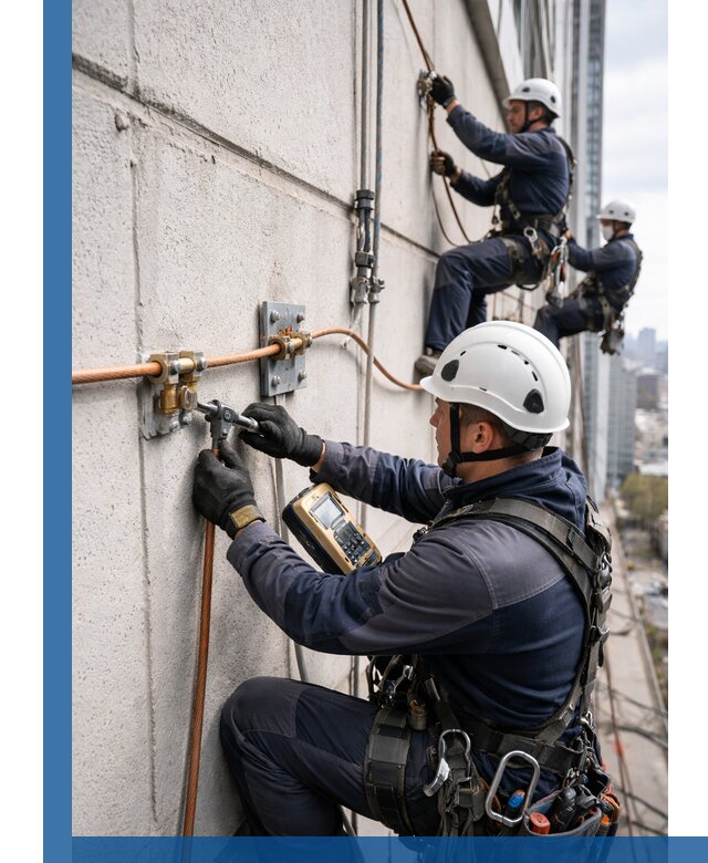 Монтаж системы заземления здания и молниезащиты в Южноуральске