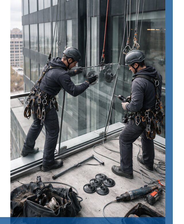 Монтаж стеклянных ограждений в Южноуральске от 2734 р. | ВЫСОТНИК-Жрк