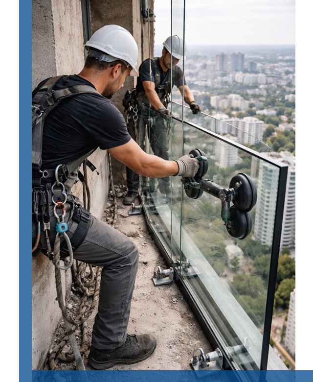 Монтаж стеклянных ограждений под ключ с гарантией в Южноуральске