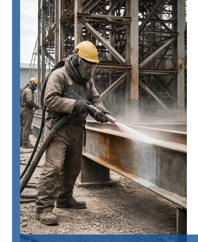 Пескоструйная очистка металлоконструкций в Южноуральске промышленная