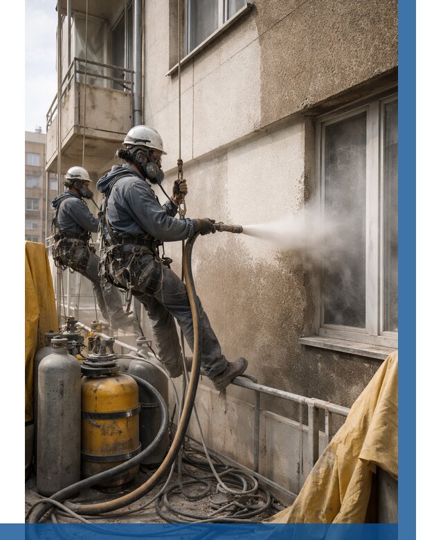 Пескоструйная очистка фасада в Южноуральске от 711 р. | ВЫСОТНИК-Жрк