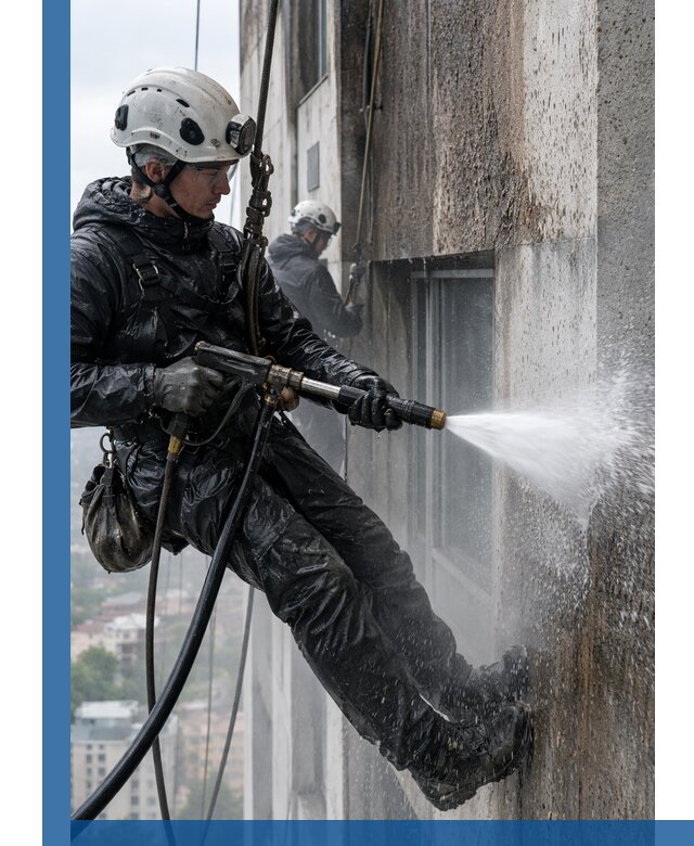 Гидроструйная очистка фасадов и конструкций в Южноуральске