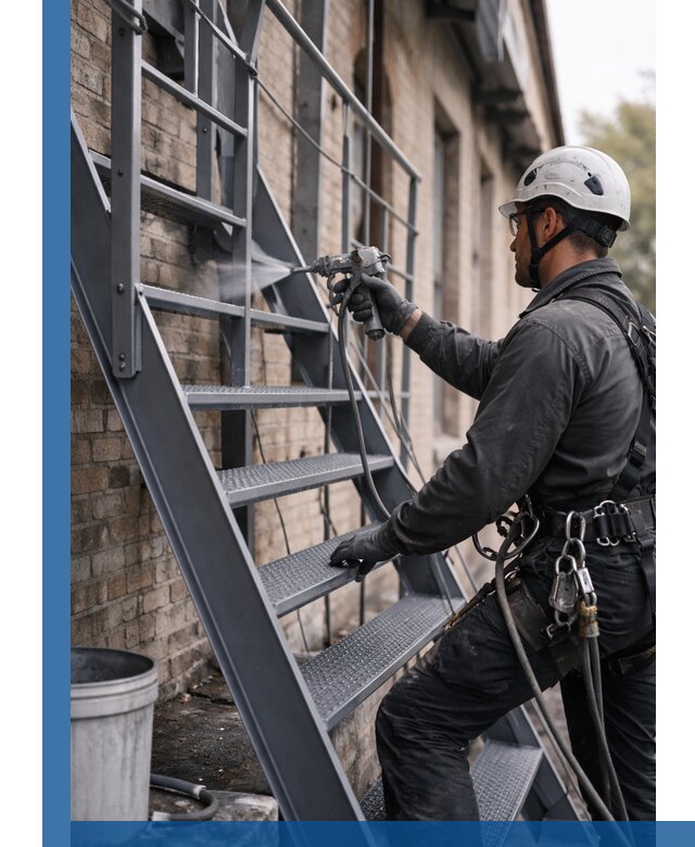 Покраска и антикоррозионная защита пожарных лестниц в Южноуральске