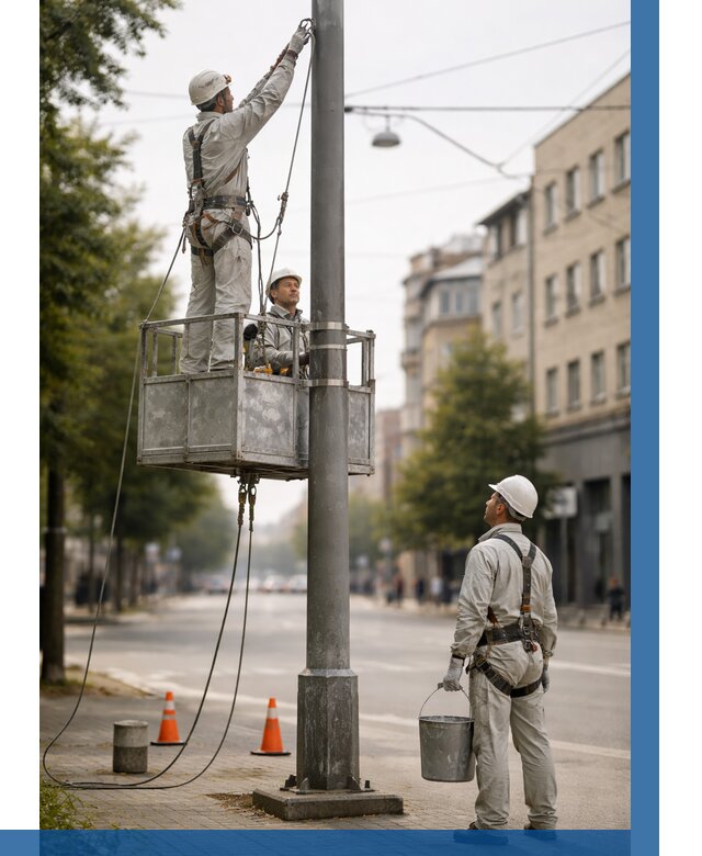 Покраска опор освещения в Южноуральске от 5468 р. | ВЫСОТНИК-Жрк
