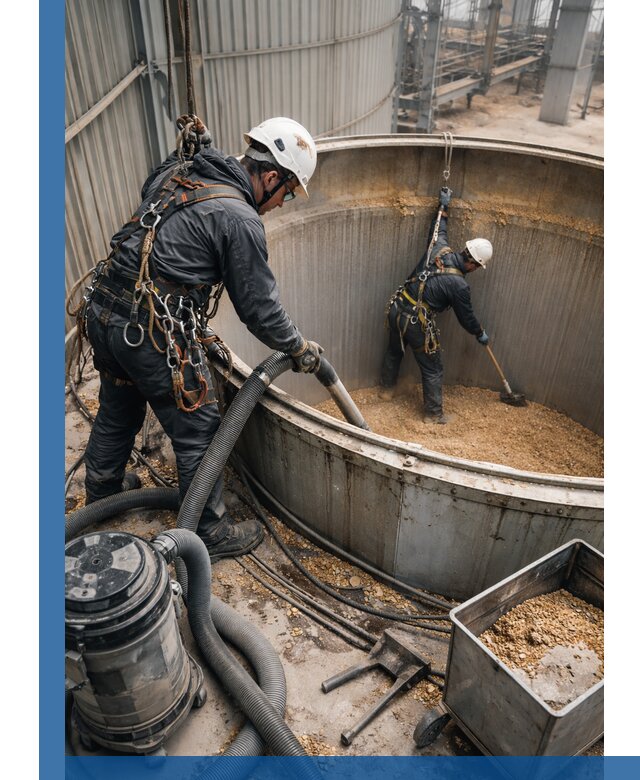 Профессиональная чистка зерновых бункеров в Южноуральске с выездом