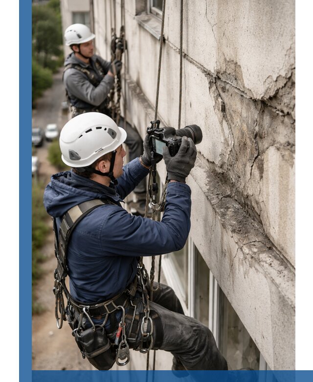Фотофиксация дефектов фасада с высотной съемкой в Южноуральске