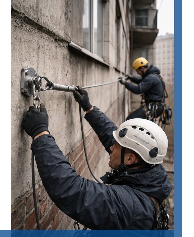 Монтаж анкерных линий в Южноуральске от 3281 р. | ВЫСОТНИК-Жрк