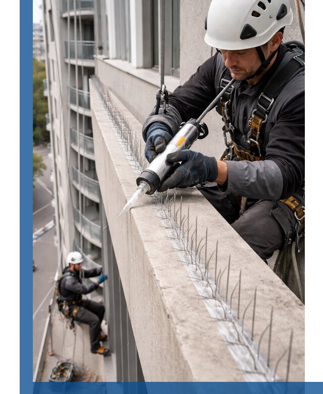 Установка шипов от птиц на фасадах и кровлях в Южноуральске